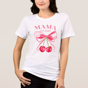 Coquette Pink Bow Cherries Niedliche Mama Ästhetik Tri-Blend Shirt