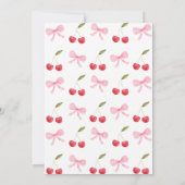 Coquette Pink Bow Cherry auf Top Baby Dusche Einladung (Rückseite)