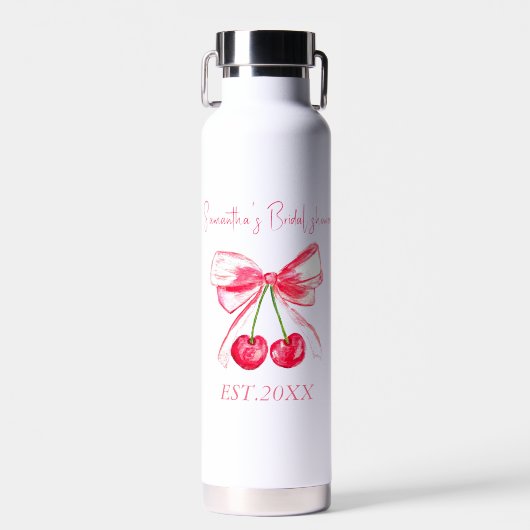 Coquette Pink Bow Cherry Brautparty Trinkflasche (Vorne)