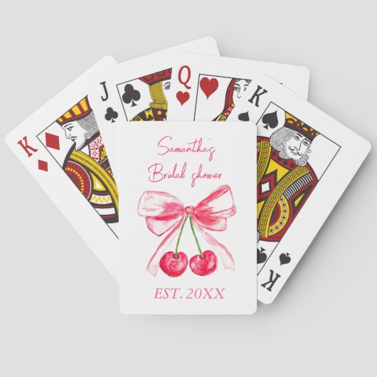 Coquette Pink Bow Cherry Bride Brautparty Spielkarten (Rückseite)