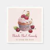 Coquette Pink Bow Cherry Cake Extravagant Girl Äst Serviette (Vorderseite)