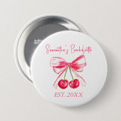 Coquette Pink Bow Cherry Junggeselinnen-Abschied Button (Vorne & Hinten)