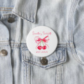 Coquette Pink Bow Cherry Junggeselinnen-Abschied Button (Beispiel)