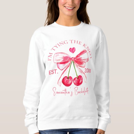 Coquette Pink Bow Cherry Junggeselinnen-Abschied Sweatshirt (Vorderseite)