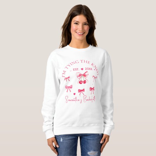 Coquette Pink Bow Cherry Junggeselinnen-Abschied Sweatshirt (Vorne ganz)