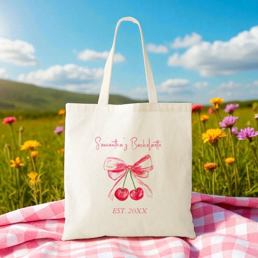 Coquette Pink Bow Cherry Junggeselinnen-Abschied Tragetasche