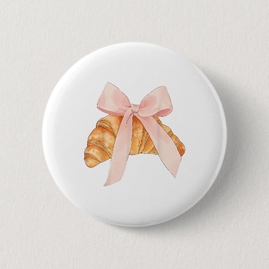 Coquette Pink Bow Croissant Niedlich Backbäcker Ve Button (Vorderseite)