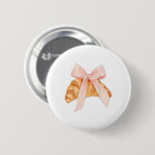 Coquette Pink Bow Croissant Niedlich Backbäcker Ve Button (Vorne & Hinten)