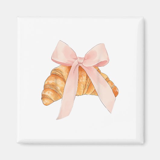 Coquette Pink Bow Croissant Niedlich Backbäcker Ve Magnet (Vorne)