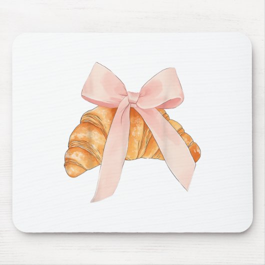 Coquette Pink Bow Croissant Niedlich Backbäcker Ve Mousepad (Vorne)