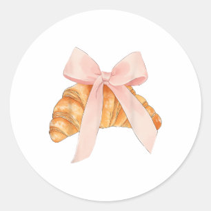 Coquette Pink Bow Croissant Niedlich Backbäcker Ve Runder Aufkleber