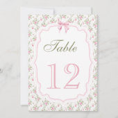 Coquette Pink Bow Elegante Vintage Tischnummer (Vorderseite)