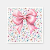 Coquette Pink Bow Elegantes Blumendesign Serviette (Vorderseite)
