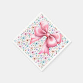 Coquette Pink Bow Elegantes Blumendesign Serviette (Ecke)