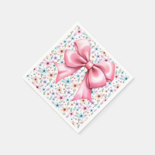 Coquette Pink Bow Elegantes Blumendesign Serviette (Ecke)