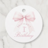 Coquette Pink Bow Erster Geburtstag Geschenkanhänger (Vorderseite)