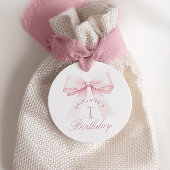 Coquette Pink Bow Erster Geburtstag Geschenkanhänger
