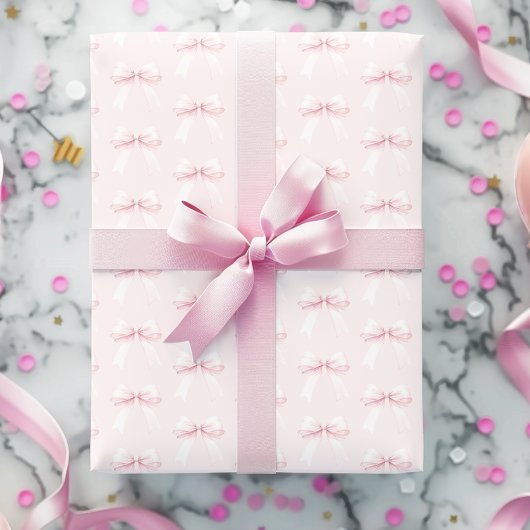 Coquette Pink Bow Erster Geburtstag Geschenkpapier