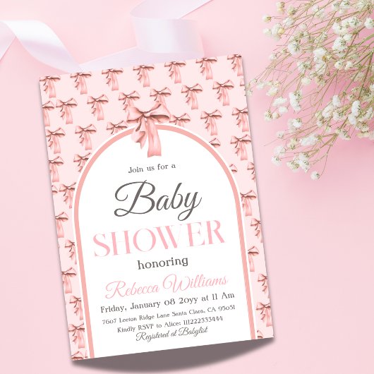 Coquette Pink Bow Es ist eine Girl Baby Dusche Einladung