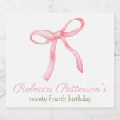 Coquette Pink Bow Feminine Party Personalisiert Schaumweinetikett (Einzelnes Label)