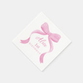 Coquette Pink Bow First Birthday Napkins Serviette (Ecke)