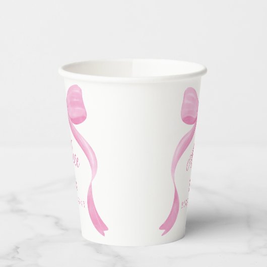 Coquette Pink Bow First Birthday Paper Cups Pappbecher (Links)