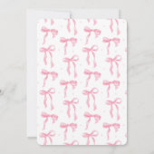 Coquette Pink Bow First Birthday Photo Invitation Dankeskarte (Rückseite)