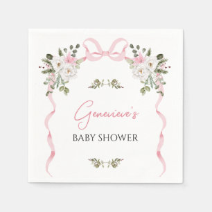 Coquette Pink Bow Floral Baby Duschpapier Serviette