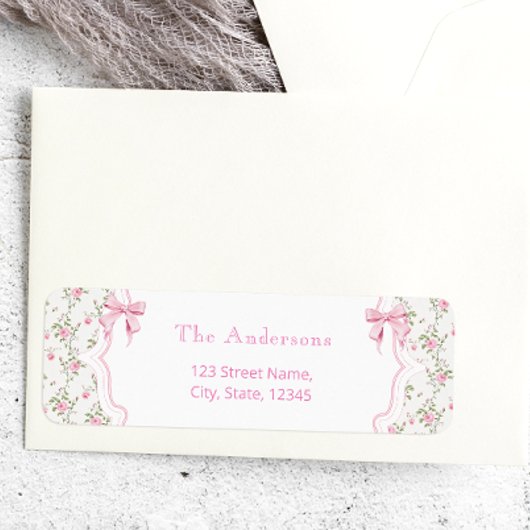 Coquette Pink Bow Floral Girl Babydusche Label