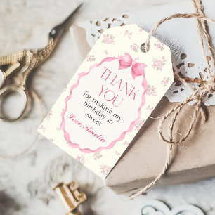 Coquette Pink Bow Geburtstagsgeschenk Tag Geschenkanhänger