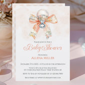 Coquette Pink Bow Gingham Girl Baby Shower Einladung