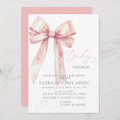 Coquette Pink Bow Girl Babydusche Einladung (Vorne/Hinten)