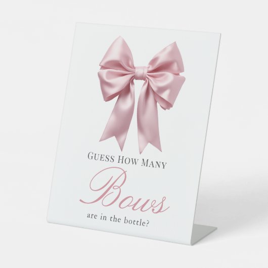 Coquette Pink Bow Girl Babydusche Wie viele Bows Sockelschild (Vorderseite)