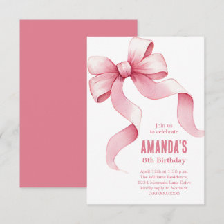 Coquette Pink Bow Girl Birthday Einladung