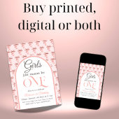 Coquette Pink Bow Girl Erster Geburtstag Einladung