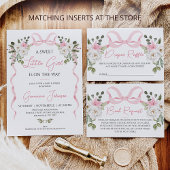 Coquette Pink Bow Girls Winter Floral Baby Dusche Einladung