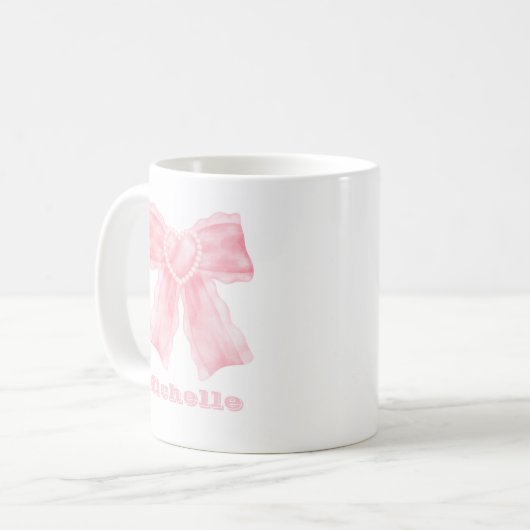 Coquette Pink Bow Girly Kaffeetasse (Vorderseite Links)