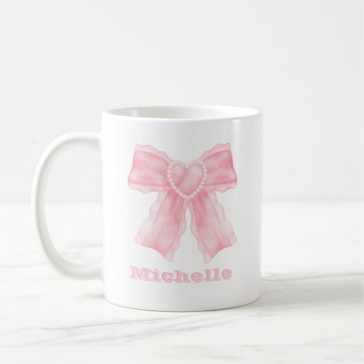 Coquette Pink Bow Girly Kaffeetasse (Links)