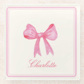 Coquette Pink Bow Glasuntersetzer (Vorderseite)
