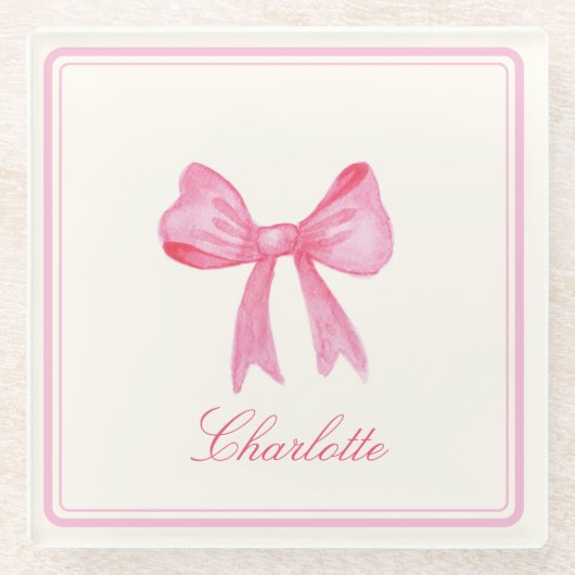 Coquette Pink Bow Glasuntersetzer (Vorderseite)