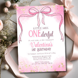 Coquette Pink Bow Glitzer 1. Geburtstag Einladung