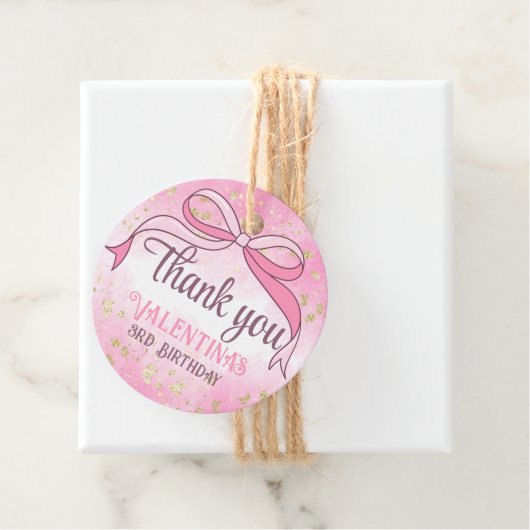 Coquette Pink Bow Gold Glitzer Script Vielen Dank Geschenkanhänger (Beispiel)