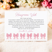 Coquette Pink Bow Honeymoon Wish Brautparty