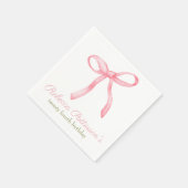 Coquette Pink Bow Individuelle Name Niedlich Weibl Serviette (Ecke)