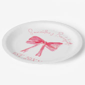 Coquette Pink Bow Junggeselinnen-Abschied Pappteller (Schrägansicht)