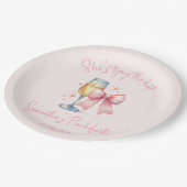 Coquette Pink Bow Junggeselinnen-Abschied Pappteller (Schrägansicht)