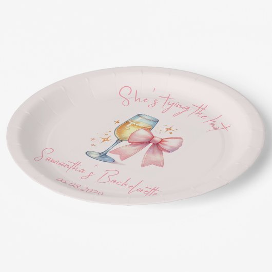 Coquette Pink Bow Junggeselinnen-Abschied Pappteller (Schrägansicht)