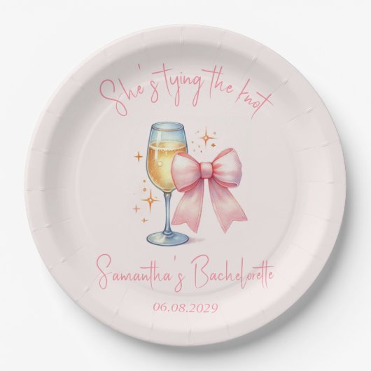 Coquette Pink Bow Junggeselinnen-Abschied Pappteller (Vorderseite)