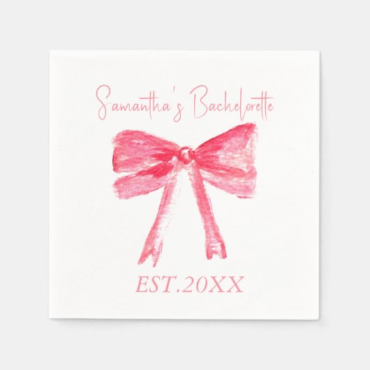 Coquette Pink Bow Junggeselinnen-Abschied Serviette (Vorderseite)