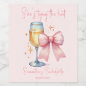 Coquette Pink Bow Junggeselinnen-Abschied Weinetikett (Einzelnes Label)